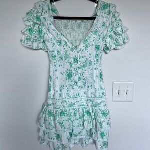 JESSICA BARA COOPER SHORT SLEEVE RUFFLE MINI DRESS